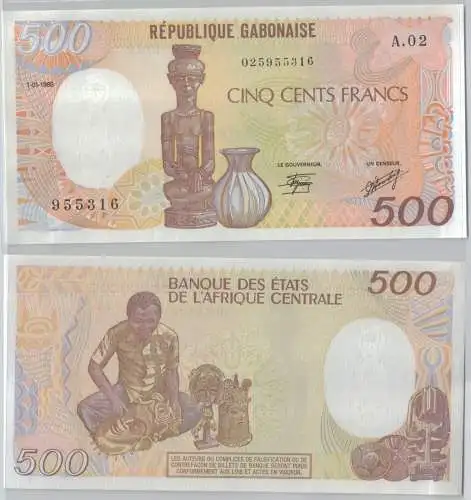 500 Francs Banknote Gabon Gabun 01.01.1985 Pick 8 kassenfrisch (146582)