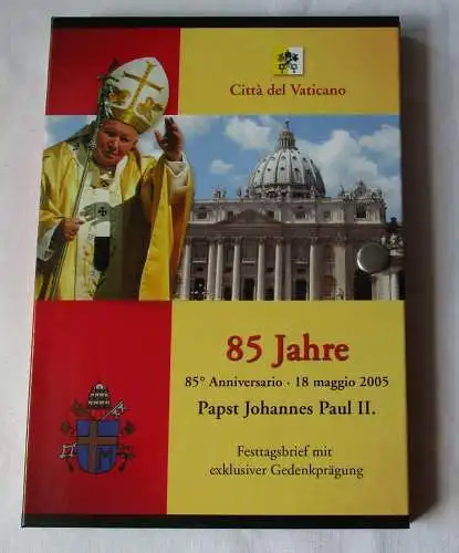 Festtagsbrief + Gedenkprägung 85 Jahre Papst Johannes Paul II. 2005 (123385)