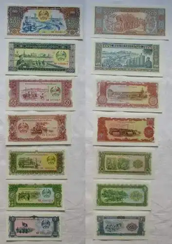 1 bis 500 Kip Banknoten Laos (1979/1988) Pick 25-31 UNC (129287)