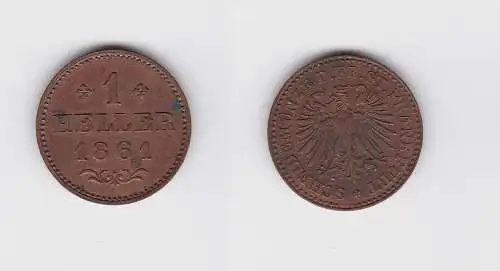 1 Heller Kupfer Münze Stadt Frankfurt 1861 (133642)