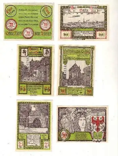 6 Banknoten Notgeld Stadt Soldin Mysliborz 1921 (116716)