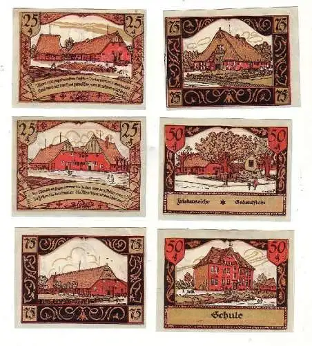 6 Banknoten Notgeld Gemeinde Ellerbek ohne Datum (1921) (111021)