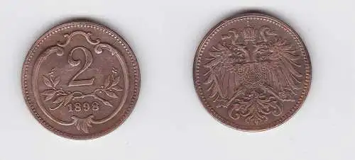 2 Heller Kupfer Münze Österreich 1898 (133521)