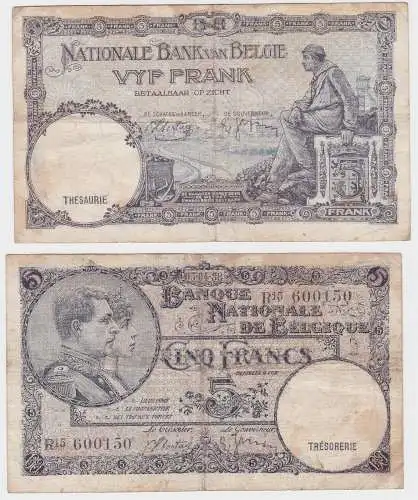5 Franc Banknote Belgien 05.04.1938 (131839)