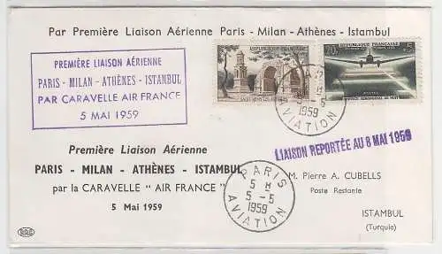 72242 seltener Flugpost Brief von Paris nach Istambul 1959