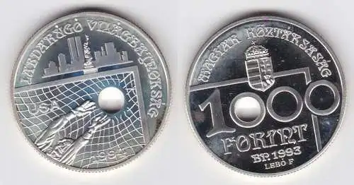 1000 Forint Silber Münze Ungarn 1993 Fussball WM USA 1994 (141377)