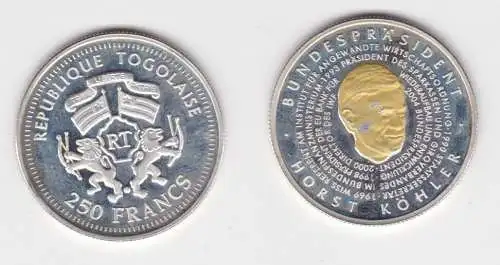 250 Francs Silber Münze Togo 2004 Horst Köhler (141834)