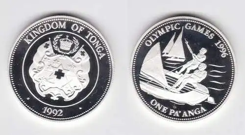 1 Pa´anga Silber Münze Tonga Olympia Atlanta 1996, Segler 1992 (141213)
