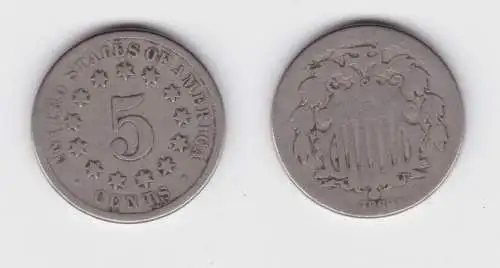 5 Cents Kupfer Nickel Münze USA 1869 (141716)