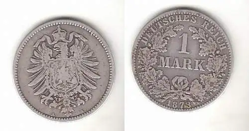 1 Mark Silber Münze Kaiserreich 1873 A, Jäger 9 (111927)