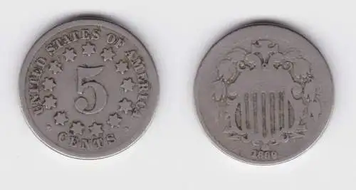 5 Cents Kupfer Nickel Münze USA 1869 (141271)