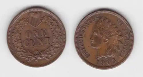 1 Cent Kupfer Münze USA 1905 (142677)