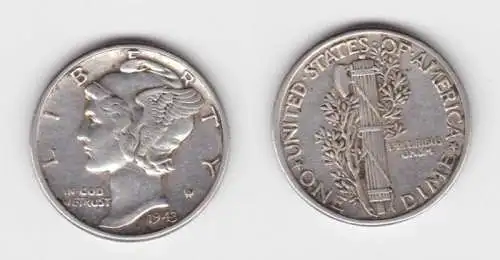 1 Dime Silber Münze USA 1943 Liberty (142696)