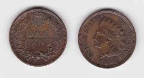 1 Cent Kupfer Münze USA 1905 (142780)