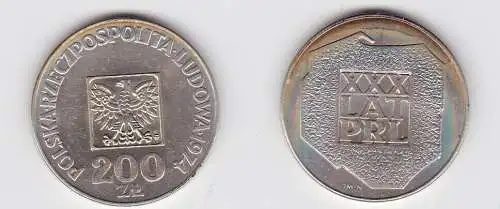 200 Zloty Silber Münze Polen XXX LAT PRL, Adler 1974 Stgl. (130933)