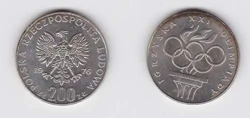 200 Zloty Silber Münze Polen Olympisches Feuer 1976 Stgl. (130943)