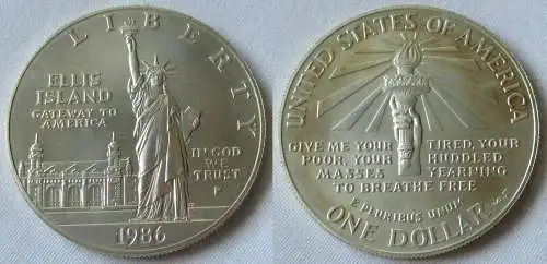 1 Dollar Silber Münze USA 1986 Ellis Island Eingang zu Amerika (118821)
