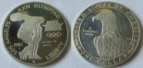 1 Dollar Silber Münze USA 1983 XXII Olympiade Los Angeles 1984 Diskus (119191)