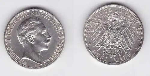 3 Mark Silbermünze Preussen Kaiser Wilhelm II 1912 Jäger 103 (121515)