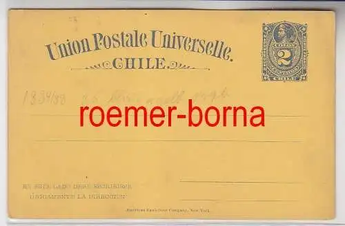 75777 seltene Ganzsachen Antwort Postkarte Chile 2 Centavos blau gelb 1884/1888