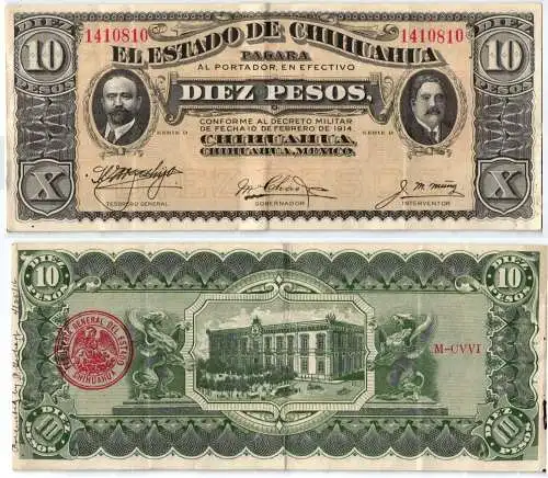 10 Pesos Banknote Mexiko 1914 (105881)
