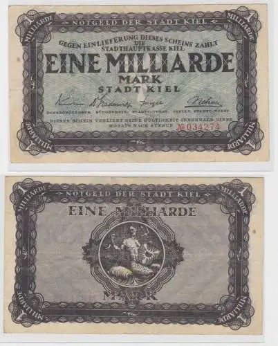1 Milliarde Mark Banknote Stadthauptkasse Kiel 1923 (135665)