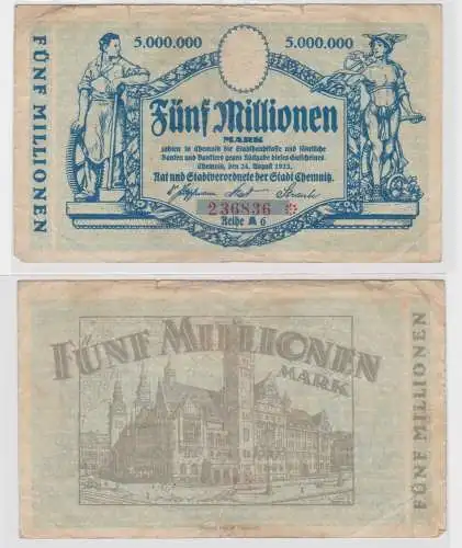 5 Millionen Mark Banknote Stadt Chemnitz 24.August 1923 (135627)