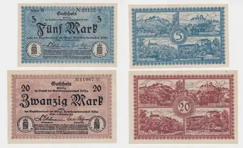5 und 20 Mark Banknote Notgeld Amtshauptmannschaft Flöha 1.11.1918 (135717)