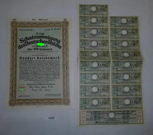 100 Reichsmark Schatzanweisung des Deutschen Reichs Berlin 13.2.1942 (127463)