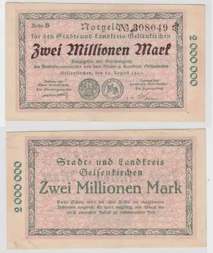 2 Millionen Mark Banknote Stadt- & Landkreis Gelsenkirchen 22.8.1923 (135716)