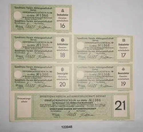 1000 Reichsmark Erneuerungsschein Speditions-Verein AG Dessau Aug. 1939 (122048)