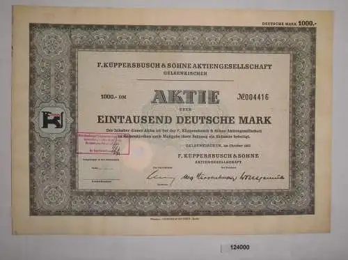 100 Mark Aktie F. Küppersbusch & Söhne AG Gelsenkirchen Oktober 1955 (124000)
