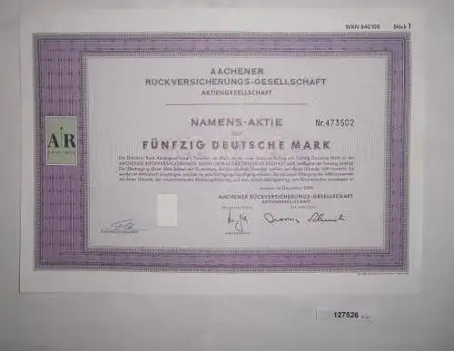 50 Mark Aktie Aachener Rückversicherungs Gesellschaft AG Dezember 1988 (127526)