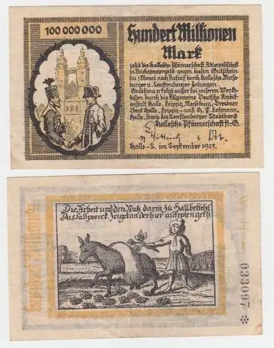 100 Millionen Mark Banknote Hallesche Pfännerschaft Ag Halle 1923 (111604)