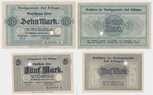 5 & 10 Mark Banknoten Notgeld Stadtgemeinde Bad Kissingen 20.11.1918 (125093)