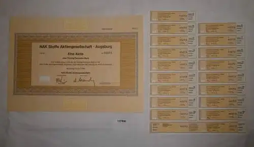 50 Mark Aktie NAK Stoffe AG Augsburg Juni 1989 (127890)