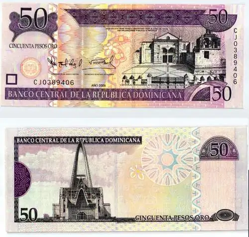 50 Pesos Banknote Repubica Dominicana 2008 kassenfrisch (123828)