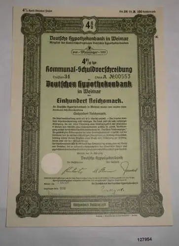100 RM Deutsche Hypothekenbank Weimar 30. Mai 1941 (127954)