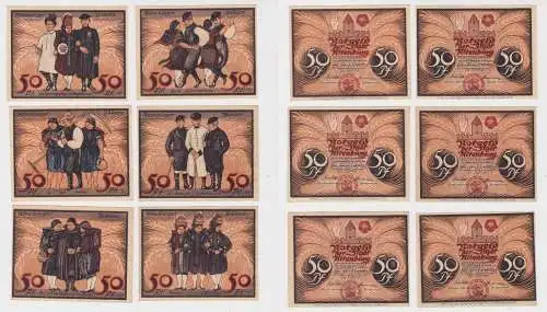6 x 50 Pfennig Banknoten Notgeld Stadt Altenburg Bauernserie 1921 (137301)