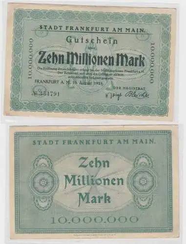 10 Millionen Mark Banknote Stadt Frankfurt am Main 15.08.1923 (109245)