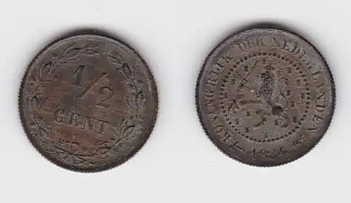 1/2 Cents Kupfer Münze Niederlande 1884 ss (130859)