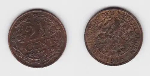 2 1/2 Cent Kupfer Münze Niederlande 1916 vz (134592)
