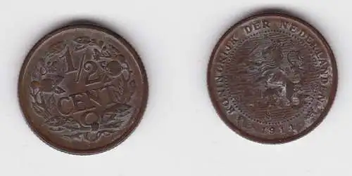 1/2 Cents Kupfer Münze Niederlande 1911 ss (134307)
