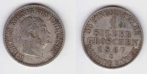 1 Silbergroschen Münze Preussen Wilhelm I. 1867 C ss/vz. (150025)