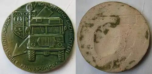 DDR Keramik Medaille Unteroffiziersschule Paul Fröhlich Zwickau (149244)