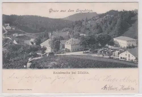 99120 Ak Gruß aus dem Erzgebirge Kniebreche bei Zöblitz 1905