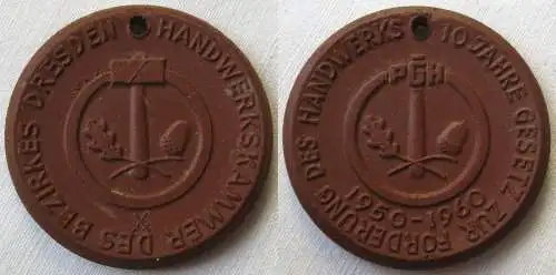 DDR Medaille Meissner Porzellan Handwerkskammer Bezirk Dresden 1960 (149558)