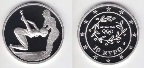 10 Euro Silber Münze Griechenland Olympiade Schwimmen 2004 PP (155758)