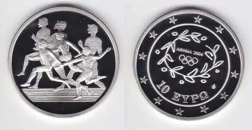10 Euro Silber Münze Griechenland Olympiade Staffellauf 2004 PP (152950)