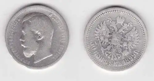 1/2 Rubel 50 Kopeken Silber Münze Russland 1899 s (155193)